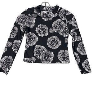 Carter's Black White Floral UPF‎ 50+ Sun Protection Long Sleeve Swim Top 10/10A